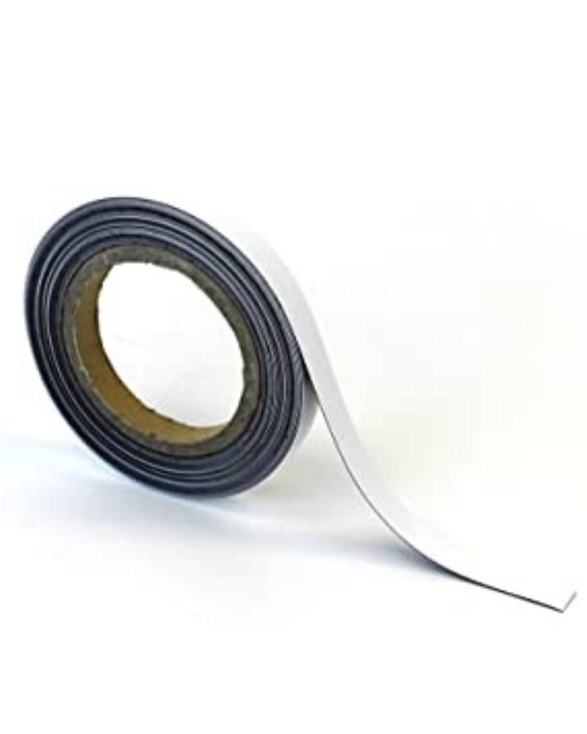 Magnetic Steel Easy-Wipe Tape, Thin & Flexible, Cut to Fit Strip, Strong Magnetic Tape, High Visible Identification, Suitable For All Non-Magnetic Surfaces - White - H.15mm x W.10M