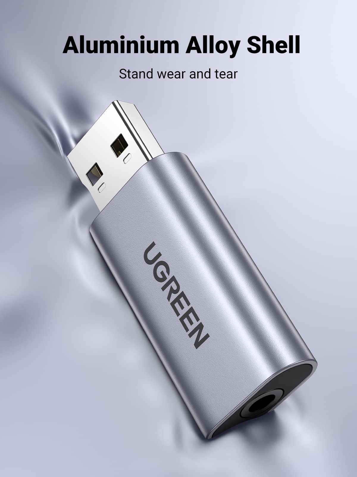 UGREEN USB to Audio Jack USB External Sound Card 3.5mm Audio Adapter 2 in 1 USB A to Aux TRRS Headphone Adapter Microphone Stereo Jack Aluminum Compatible with PS5 PC Windows Mac Linux Laptop Desktop