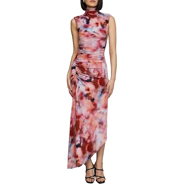 AMUR Women's Ella Printed Jersey Dress, Sahara Sky, 4 at Amazon Women's  Clothing store