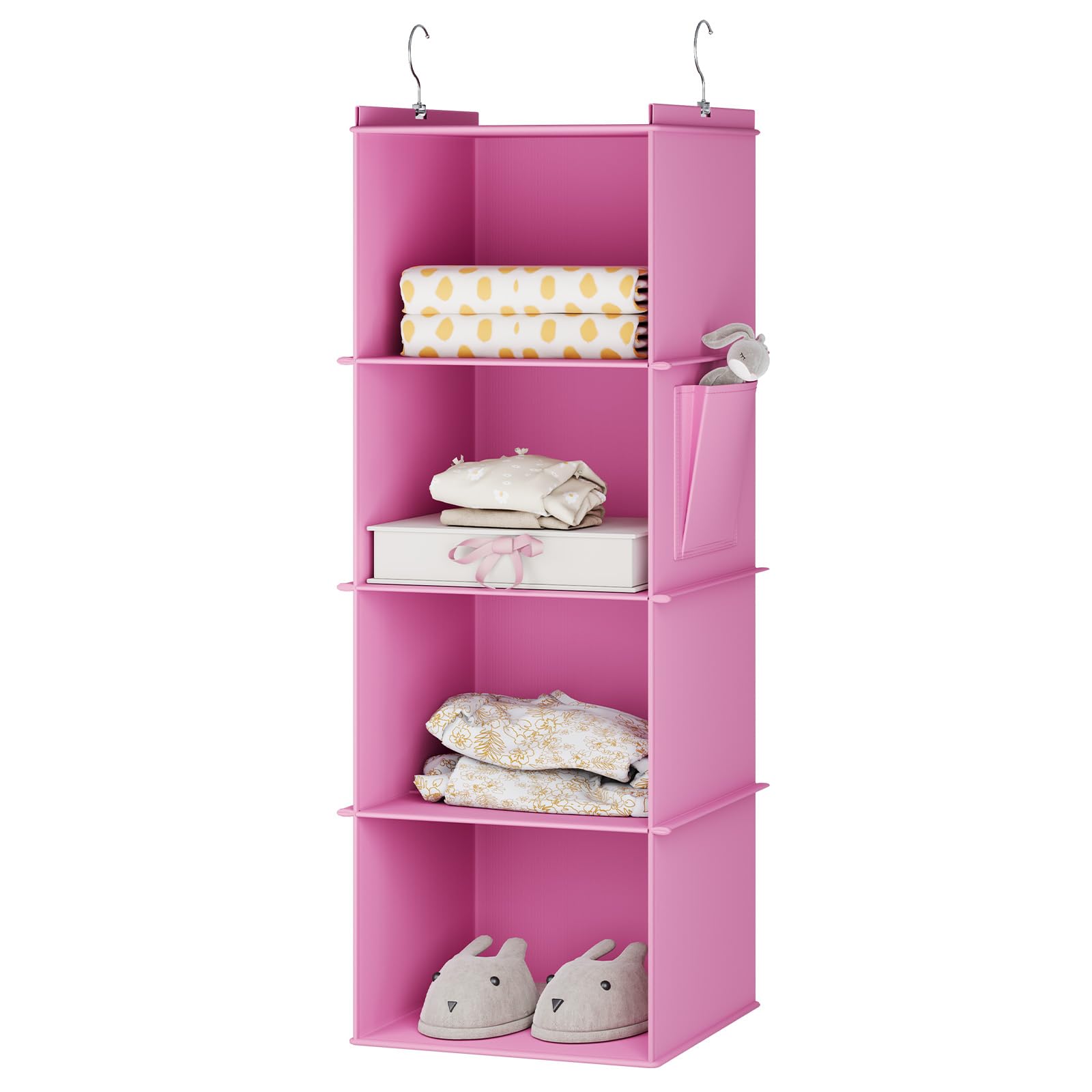 Photo 1 of YOUDENOVA Hanging Closet Organizer, 4-Shelf Closet Hanging Storage Shelves, Light Pink