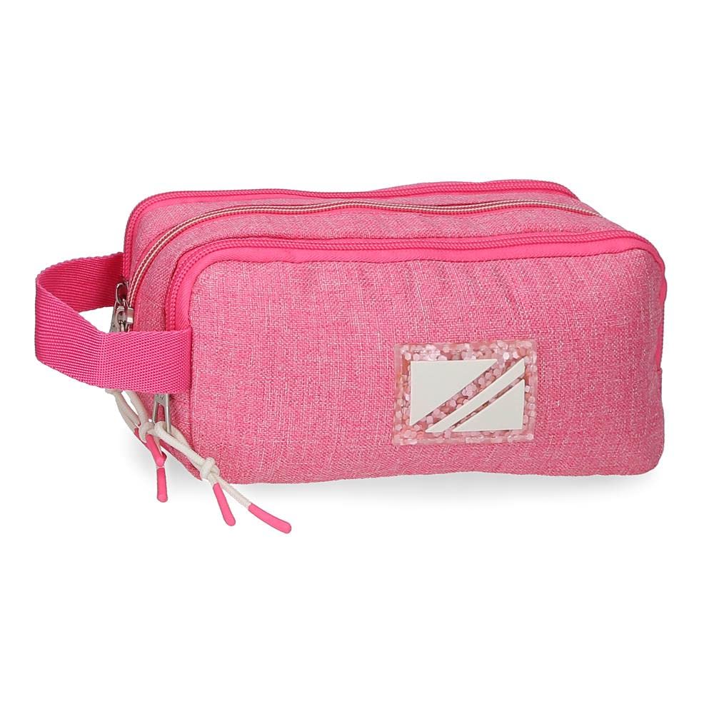 Pepe Jeans Luna Triple Pink Pencil Case 22x10x9 cms Polyester