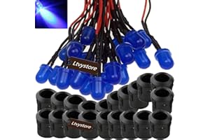 Ltvystore 8MM 24V Blue LED Pre Wired Prewired 7.87 Inch Lamp Light Bulb Prewired Emitting Diode&Black 8MM LED Plastic Clip Holder Display Panel