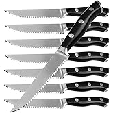 Alata 8-Piece Steak Knives Set, 4.7 Inch Full-Tang Serrated Sharp Knives | Razor-Sharp, Full-Tang Construction, Daily Use, Party, Present, Restaurant, BBQ, Dinner, Ergonomic Handle
