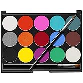 Senbos Face Paint Kit - 15 Vibrant Colors Water-Based Makeup | Non-Toxic, Washable & Hypoallergenic for Kids & Adults | Hallo