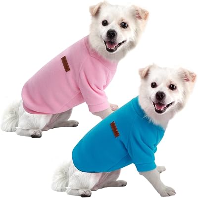 HuaLiSiJi Fleece Small Dog Hoodie XS 1-2 lb Blue Pink Elasticity Warmth