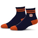 For Bare Feet NCAA AUBURN TIGERS Cozy Two Stripe Quarter Sock Team Color OSFM