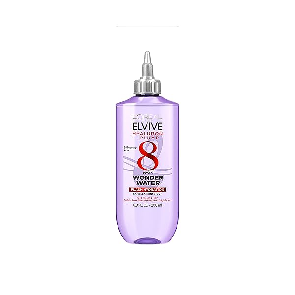 L’OREAL PARIS ELVIVE HYALURON PLUMP FLASH HYDRATION WONDER WATER HAIR RINSE, 8 SECOND HYDRATING HAIR CARE TREATMENT FOR SOFT, SHINY HAIR, 6.8 FL OZ