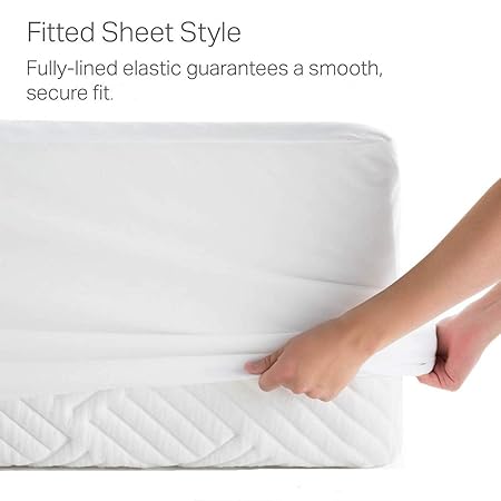 Linen Affairs Mattress Protector Hypoallergenic Terry Waterproof, White - (42 X 72 with 12 Inch Drop Size)
