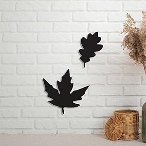 EricauBird Fall Tiered Tray Sign Metal Autumn Leaves Art Room Wall Decor Custom House Plaque Personalized Rustic Door Hanger Black Sign for Housewarming Gift Indoor Outdoor