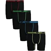 Reebok Boys Boxer Briefs - 4 Pack Performance Soft Stretch Breathable 5” Inseam Boxer Briefs Boys Underwear (6-18)