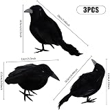 Jodsen 3 Pack Halloween Crows Artificial Feathered Ravens Decoration view 2