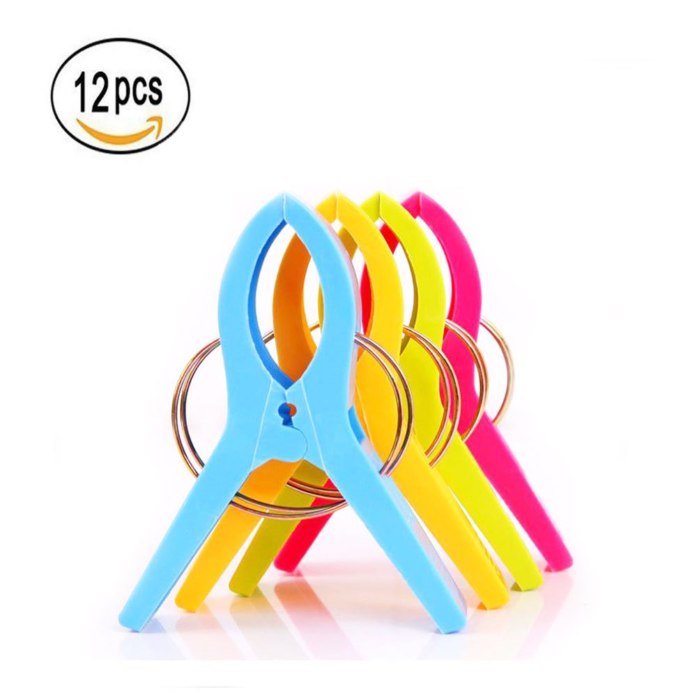 Strandtuch Clips, July Miracle 12pcs große winddichte Kunststoff Badezimmer Handtuch Clips, Quilt Clamps Wäscheklammern für Pool Stühle, Wäsche, Liegen und Sonnenliegen