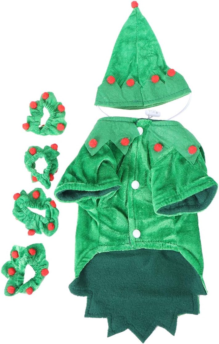 Balacoo Weihnachten Haustier Hund Kostüm Set Hund Elf Kostüm mit Pom