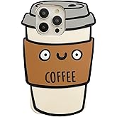 YAKVOOK Soft Silicone Case Compatible with iPhone 16 Pro Max,Cute 3D Cartoon Coffee Funny Kawaii Phone Cases Women Girls Shockproof Cover for iPhone 16 Pro Max