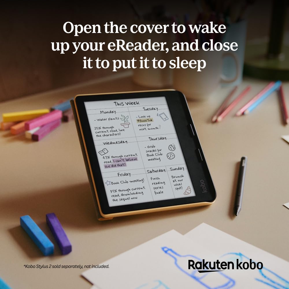 Kobo Libra Colour SleepCover Case | Butter Yellow | Sleep/Wake Technology | Built-in 2-Way Stand | Vegan Leather | Compatible with 7” Kobo Libra Colour eReader