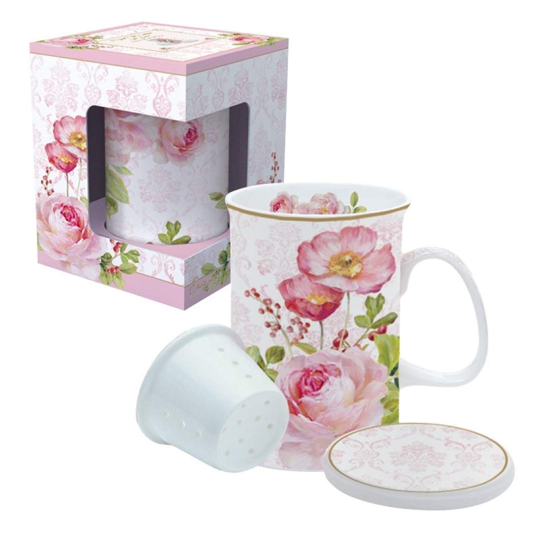 Easy Life 316FLDA Box 1 Herbal Tea 300 ml Bone China Floral Damask, 0.3 litres, Multi-Coloured