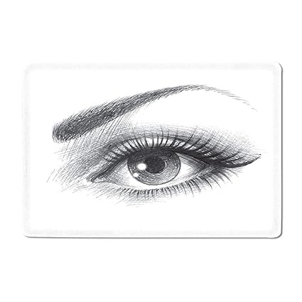 Amazoncom Eye Bath Mat Pencil Drawing Artwork Of A Staring