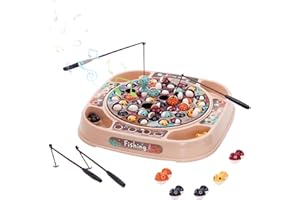 Fishing Game for Kids Fishing Toy with Music and 45 Fish 4 Rod Set Rotating Board Games Educational Toddler Toys Role Play Ga