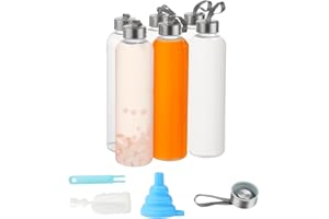 Party Club of America 4 Pack Clear Water Bottles Bulk With Stainless Steel Lids 27OZ Reusable and For Travel and Storing Beverages Juice, Smoothies (4)