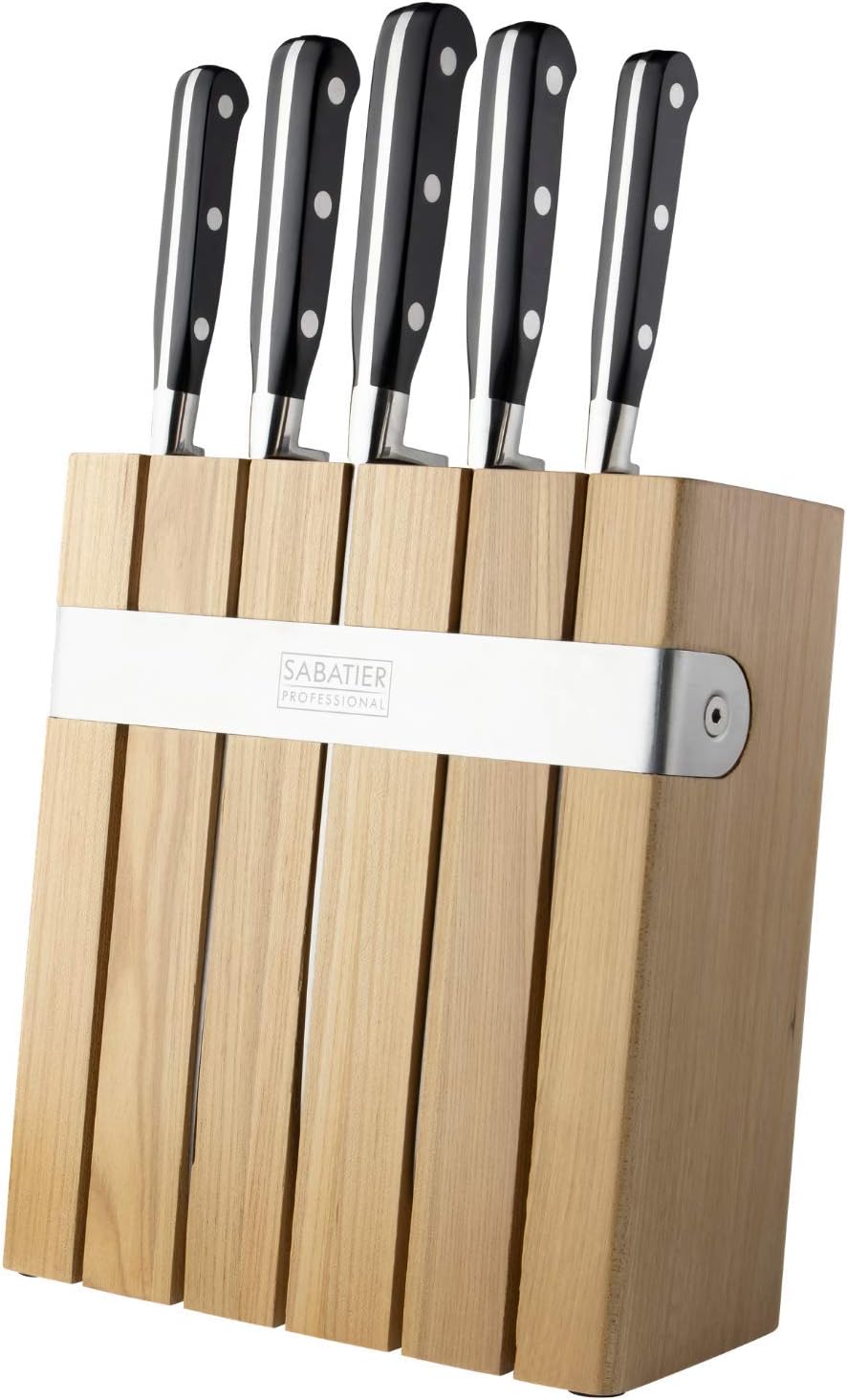 Sabatier Professional Slotted 5 Piece Knife Block Set Solid Wood
