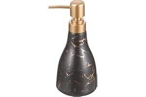 PACKOVE Ceramic Marble Soap Dispenser Black Press Bottle Refillable Lotion Shampoo Pump for Bathroom