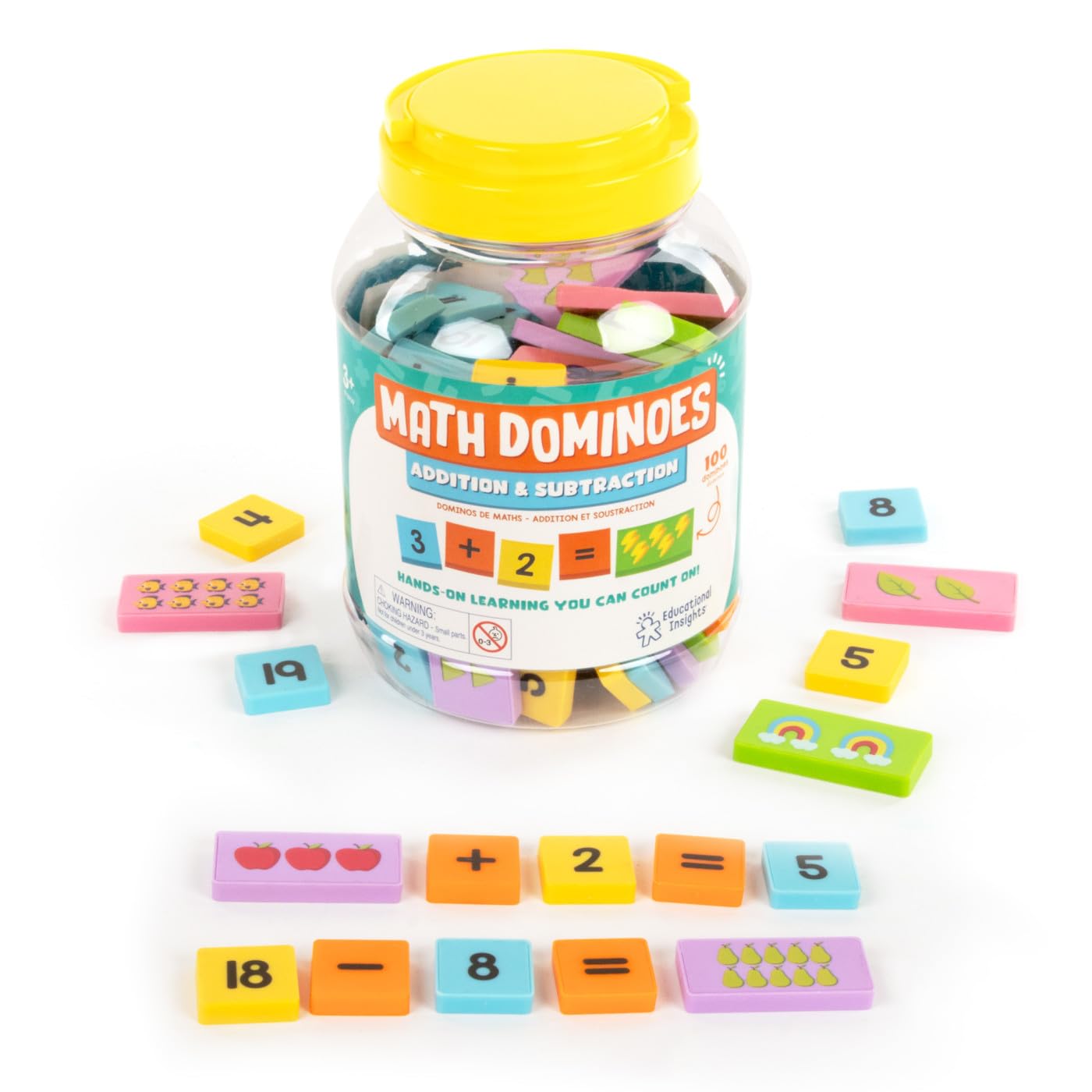 Learning Resources Math Dominoes - Addition & Subtraction, Ages 3+, Maths Games for Kids, Numbers, Operations and Picture Dominoes, Math Resources, Dominoes Game