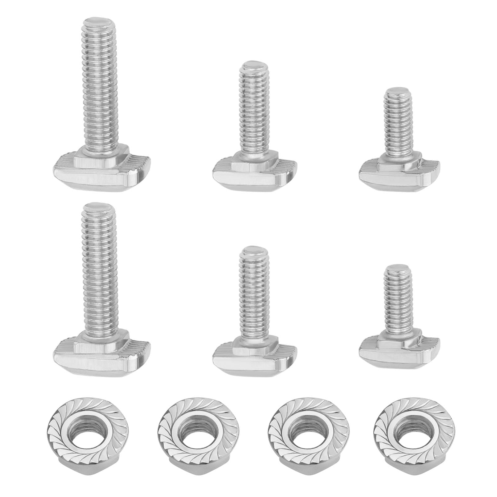 LT Easiyl 15Set M6 T Slot Drop-in Bolt with M6 Hexagon Flange Nut Kits Carbon Steel Nickel Plated Hammer Head T-Bolt T Shape Stud Sliding Screw for T Slot 8mm 30 Series Aluminum Profile
