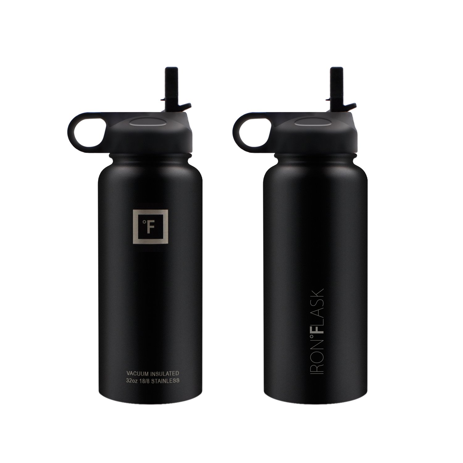 Iron Flask 32 Oz, 40 Oz, or 64 Oz, 3 Lids, Vacuum Insulated Stainless