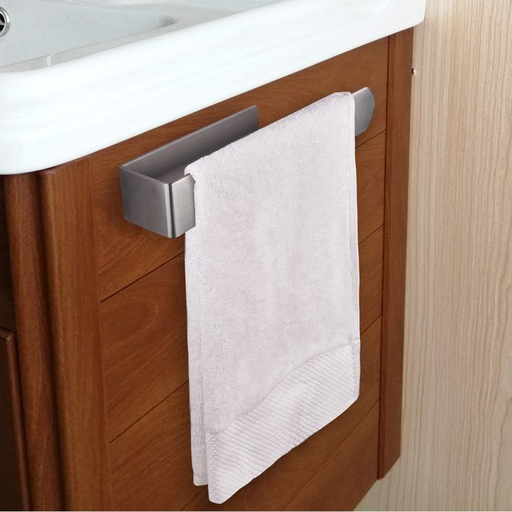 NearMoon Hand Towel Holder/Towel Ring Strong Hold Self Adhesive Bathroom Towel Bar, Thicken Stainless Steel Towel Rack- Sticky Towel Hanger, Contemporary Style, NO Drilling (Brushed Nickel): Home & Kitchen