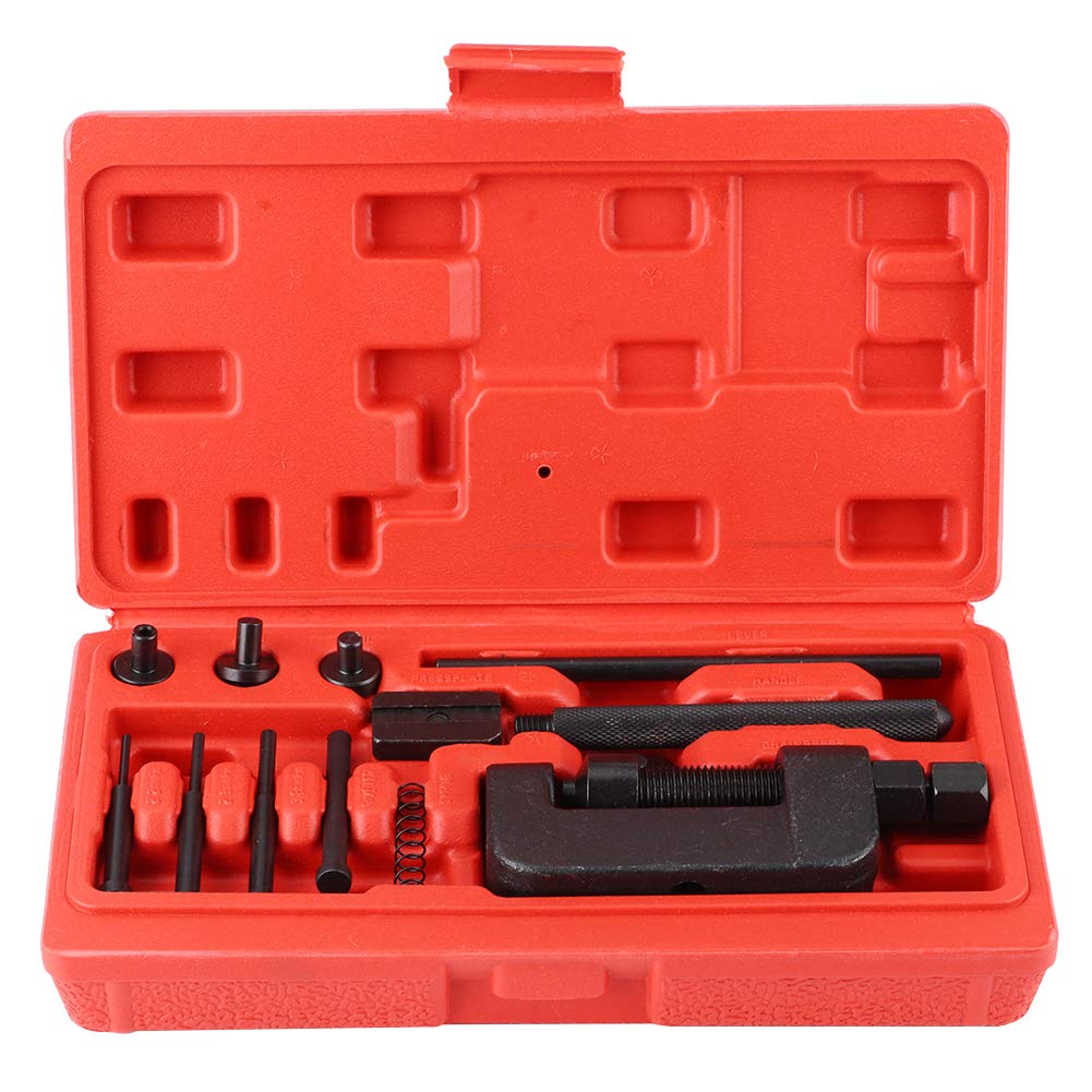 VOBOR 13 pcs Motorcycle Chain Breaker Set, Motorcycle Chain Riveting Tool, Chain Removal Tool Chain Cutter and Riveter Kit for 420 to 630 Chains