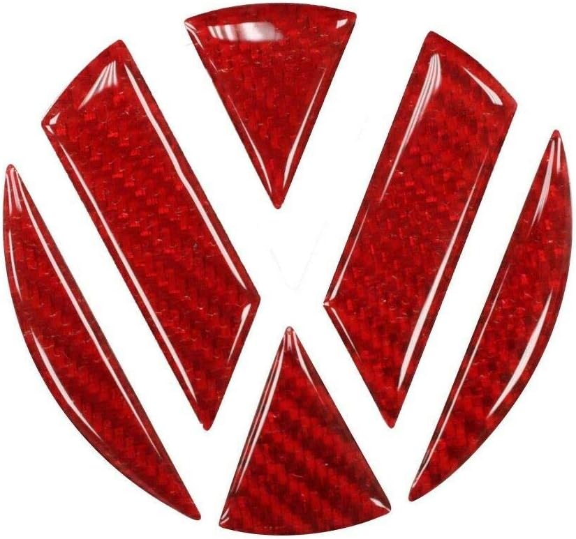 KIPoint Insert Decal Emblem Stickers for Volkswagen VW 2004 2005 2006 2007 2008 2009 2010 2011 2012 2013 2014 Golf MK5 MK6 GTI Passat Rear Trunk - Carbon Fiber (Black/Red, 2 Color to Choose) (Red)