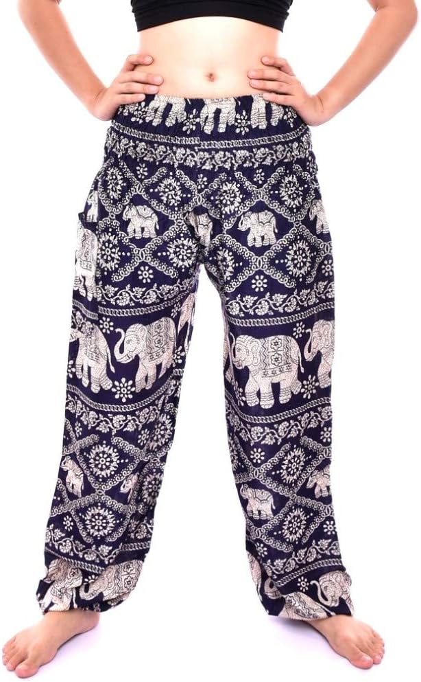 Womens Bohemian Harem Pants Boho Summer Hippy Elephant Print Palazzo Trouser for Girls Perfect for Yoga Hippie Festivals Lounge Beach Wear Donations Made to Elephants