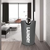 Maxsilan 90L Large Laundry Basket Freestanding Collapsible Hamper Dark Grey view 8