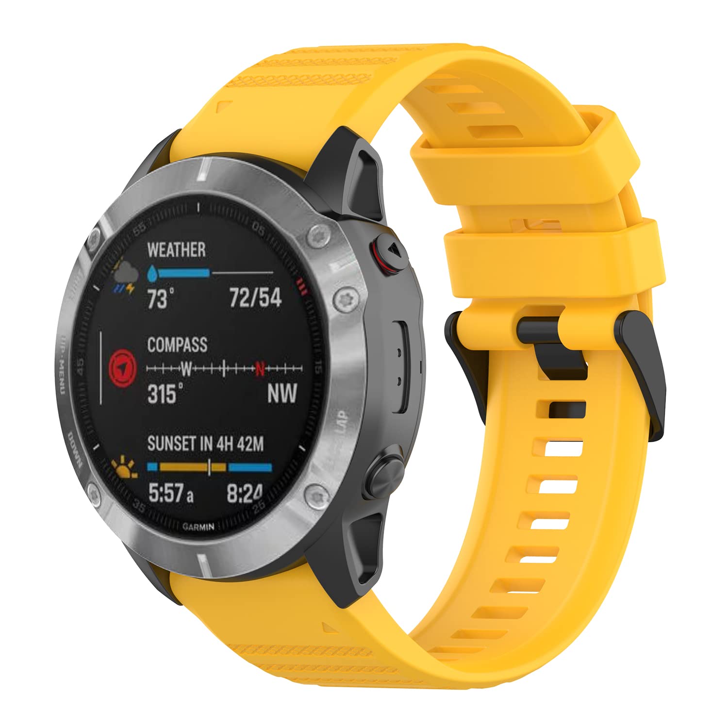 Tiggo 26mm Watch Strap compatible for Garmin Fenix6x GPS/Garmin Fenix6x PRO,Silicone Watch Band Wrist Strap,Replacement Bracelet Wrist Strap for Garmin TACTIX DELTA/Garmin Fenix3 (yellow)