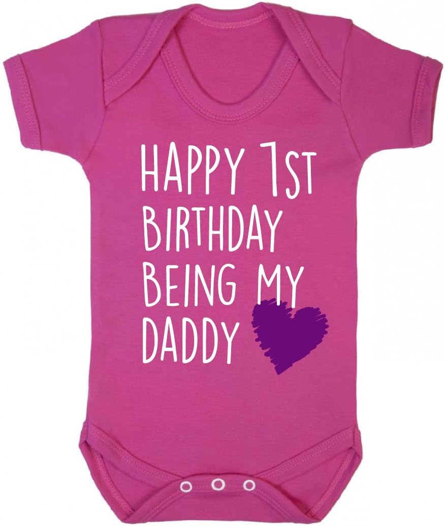Pink Happy 1st Birthday Being My Daddy Baby Vest