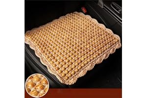 XMLINPER Four Seasons Natural Olive Wood Bead Seat Pad Mat Comfy Cool Summer Massage Car Seat Cushion (Square) for Truck,RV,Pickup,Office Chair Cover (Beige)