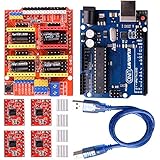 kuman CNC Shield Expansion Board V3.0 +UNO R3 Board + A4988 Stepper Motor Driver With Heatsink for Arduino Kits K75