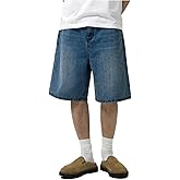 LuminBlaze Mens Baggy Jean Shorts Loose Fit Vintage Wide Leg Jorts Y2K Streetwear Hip Hop Casual Denim Shorts