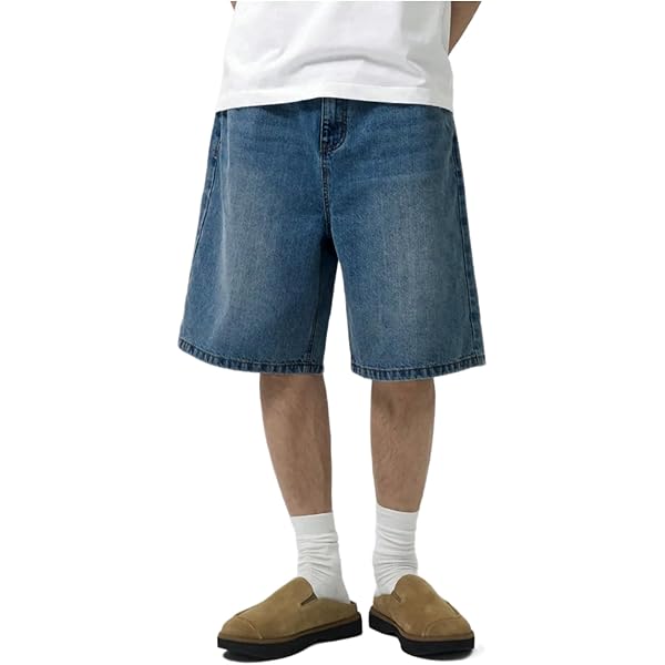SOLY HUX Men's Wide Leg Baggy Jean Shorts Casual Loose Knee