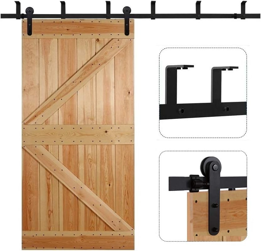 CCJH 6.6FT Ceiling Mount Sliding Barn Door Hardware Kit