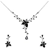 Faship Gorgeous CZ Crystal Floral Necklace Earrings Set