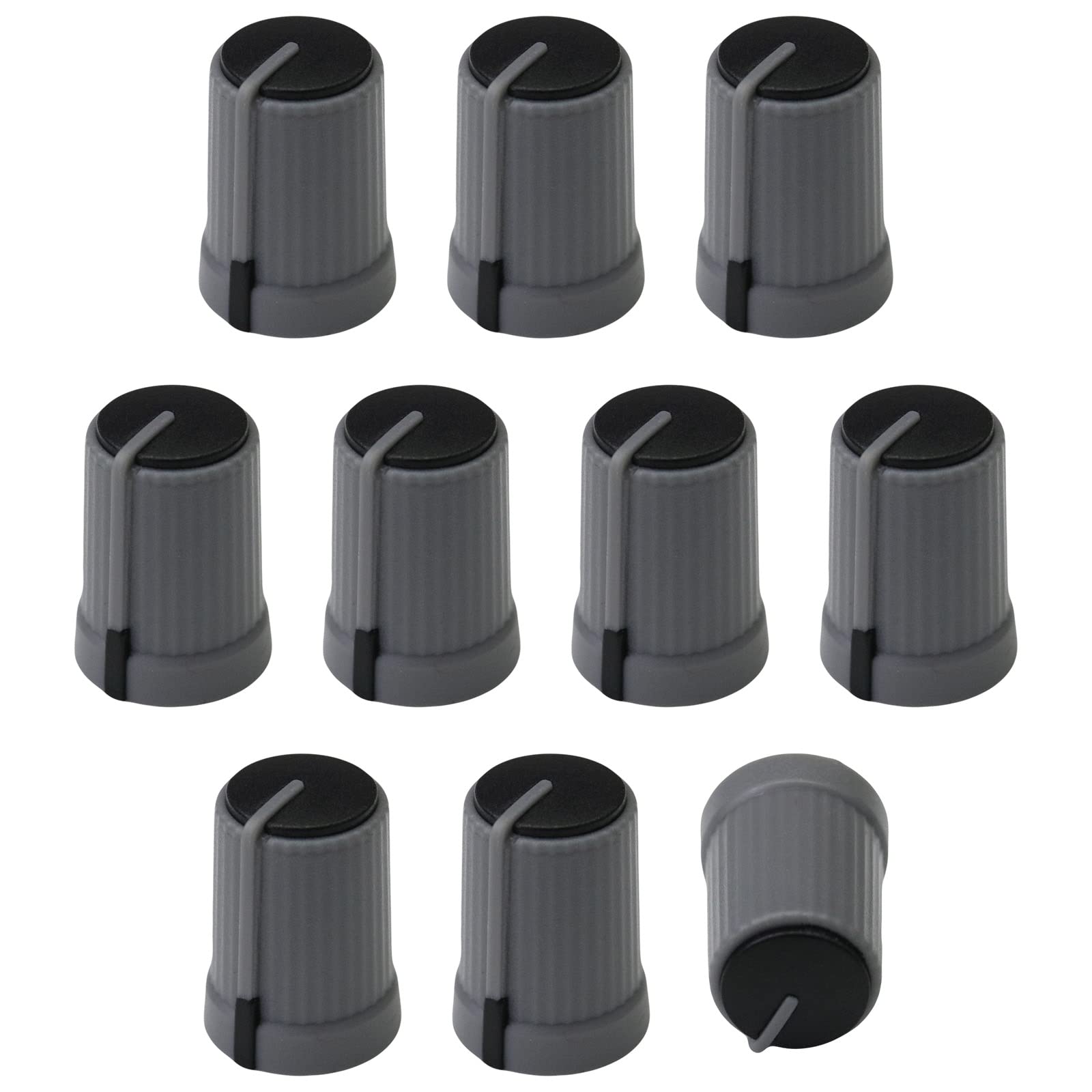 6m D-Shaft Hole Grey Body Colour Cap Mixer Control Knobs Pack of 10 (Black/Light Grey)