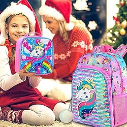 gxtvo 3PCS Unicorn Backpack for Girls, 16" Sequin