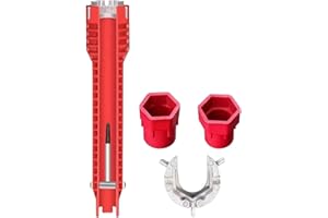 Loyanger 8 in 1 Faucet and Sink Wrench,Multi-Purpose Wrench Plumbing Tool Basin Spanner‌ for Toilet Bowl/Sink/Bathroom/Kitchen Plumbing and More Repair Hand Tools(COLOR:red)