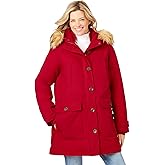 Woman Within Plus Size Arctic Parka Jacket & Hood 34" Long Down Blend Winter Coat