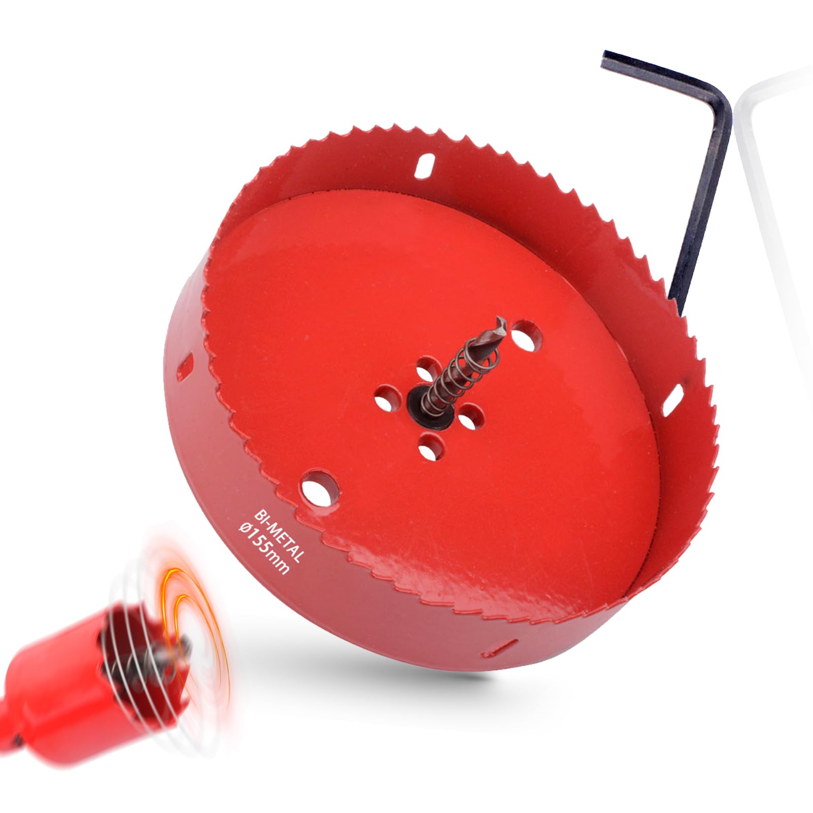 Bi-Metal Hole Saw 155mm HSS Hole Saw Drill Bit Cutting Circular Holes for Wood Plastic Drywall Plywood Thin Metal Ceiling Lights Hole Cut