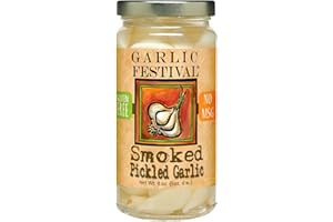 Garlic Festival Foods Smoked Pickled Garlic Cloves - Freshly Made, Subtly Infused, 8 oz Jar