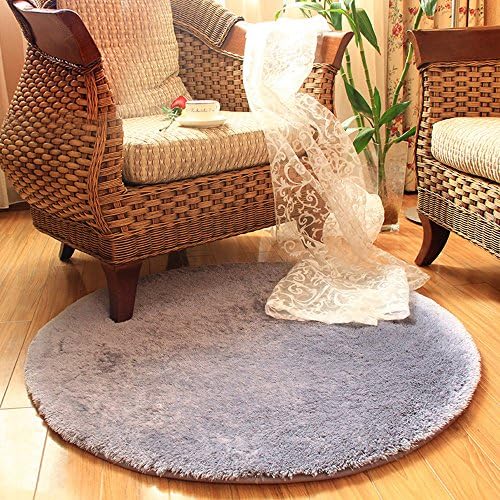 Non-slip 2Ft Round Microfiber Shag Bathroom Mat, Zeafeel Soft Absorbent Kitchen Floormat Bath Rug Carpet (2Ft Round, Grey)