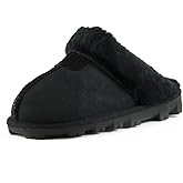 CLPP'LI Womens Slip on Faux Fur Warm Winter Mules Fluffy Suede Comfy Slippers