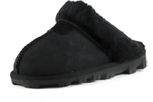 CLPP'LI Womens Slip on Faux Fur Warm Winter Mules Fluffy Suede Comfy Slippers